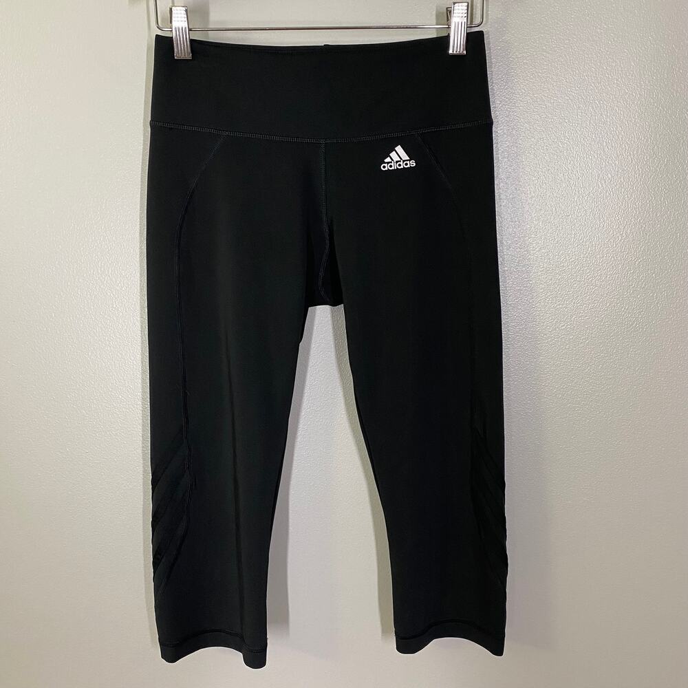 Adidas Solid Black Climalite Cropped Leggings Wom… - image 1